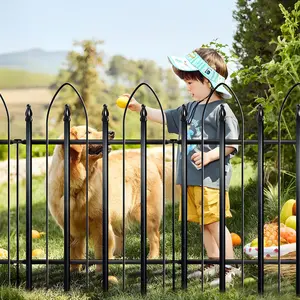 ARIFARO Garden Fence  Accessories 24" H x 24" W (5 Panels, Total 10 ft), Metal Fence Decorative Border Fence, Rustproof Landscape Fencing for Dog, Flower Bed, Yard, Patio, Animal Barrier
