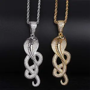 Hip Hop Cobra pendant micro copper zircon street creative personality men's necklace jewelry