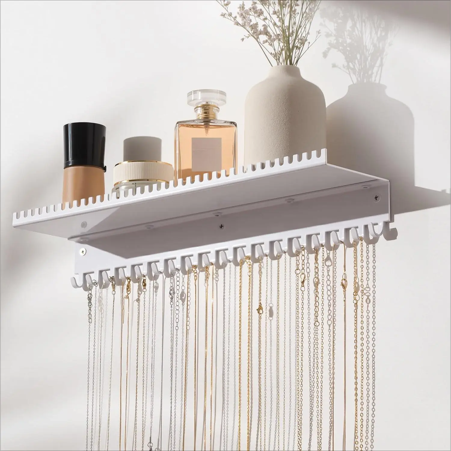 Women's Wall-Mount Accessory Holder - 56-Hook Home Jewelry Organizer with Tray, Hanging Racks & Displays for Integrated Home Supplies Storage, Holder Jewelry Boxes & Organizers, Jewellery