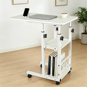 Upgrade Your Space! Height Adjustable C-Shaped End Table with Charging Station – 3-Tier Mobile Laptop Side Table on Wheels, Rustic Brown – Perfect for Sofa, Couch & Bedroom Storage