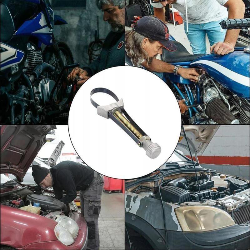 Adjustable Oil Filter Removal Strap Wrench 60mm To 120mm Universal For Cars Trucks SUVs Compatible With Honda Yamaha Suzuki Heavy Duty Filter Wrench Tool For Excavators And Most Vehicles