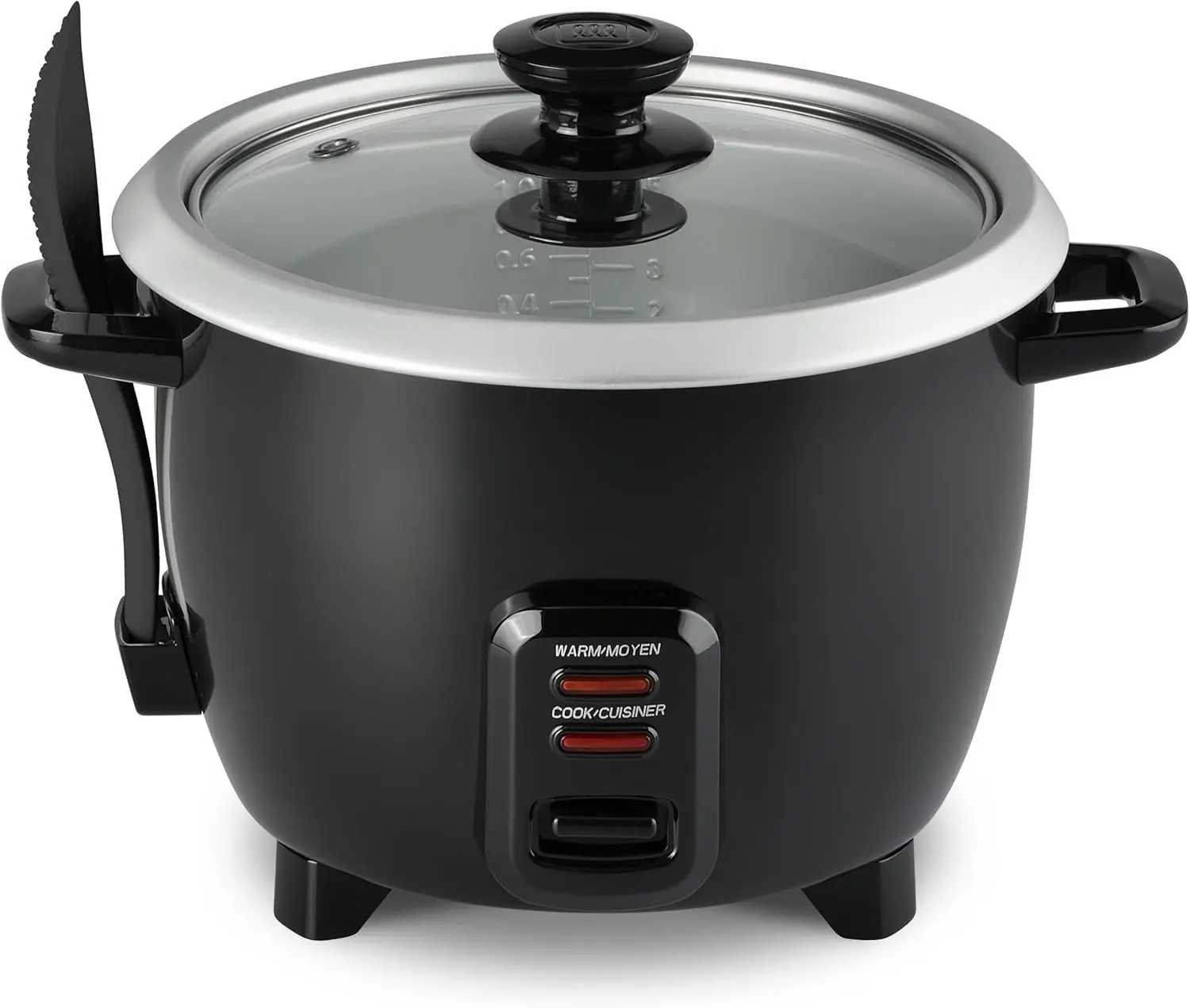 Electric Rice Cooker - Large Capacity for Soups, Oatmeal & More - Automatic Rice Cooker with Tempered Glass Lid & Keep Warm Mode - 10-Cup, Black