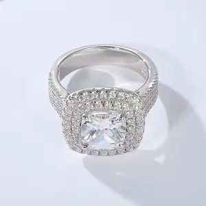Square cut cubic zirconia engagement ring for women - Unique artisan design, s925 silver wedding ring; oxidized zirconia gorgeous jewelry gift for women on Valentine's Day