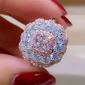 1 Elegant Boho-Chic Princess Cut Synthetic Zirconia Engagement Ring - Super Flash, Micro-Encrusted, Copper-Based, Perfect for Proposals, Banquets & Parties, Party Accessory