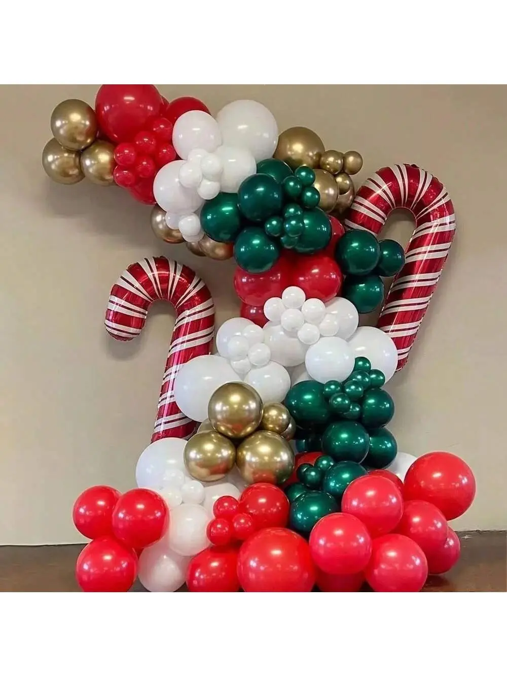 Christmas Party Decoration Balloons Multicolor Red Green Gold Cane Garland Arch Kit for Xmas Event Home Party Backdrops