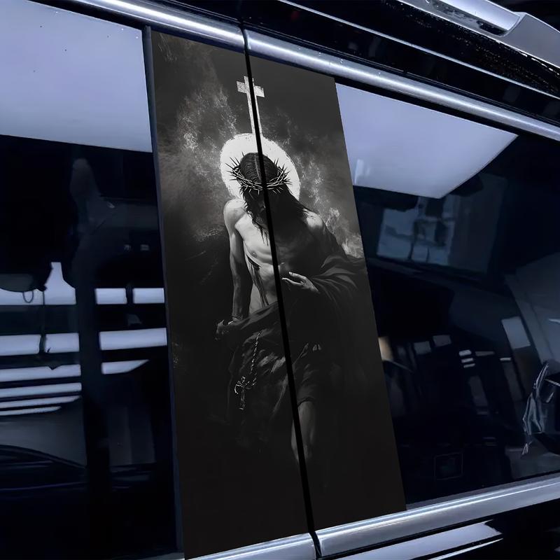 Redeemer Jesus Car Sticker, Religious Faith Vinyl, Scratch-Resistant Waterproof Sunscreen, Self-Adhesive for Glass Metal Plastic Ceramic Wood Surfaces, Windshield Sticker