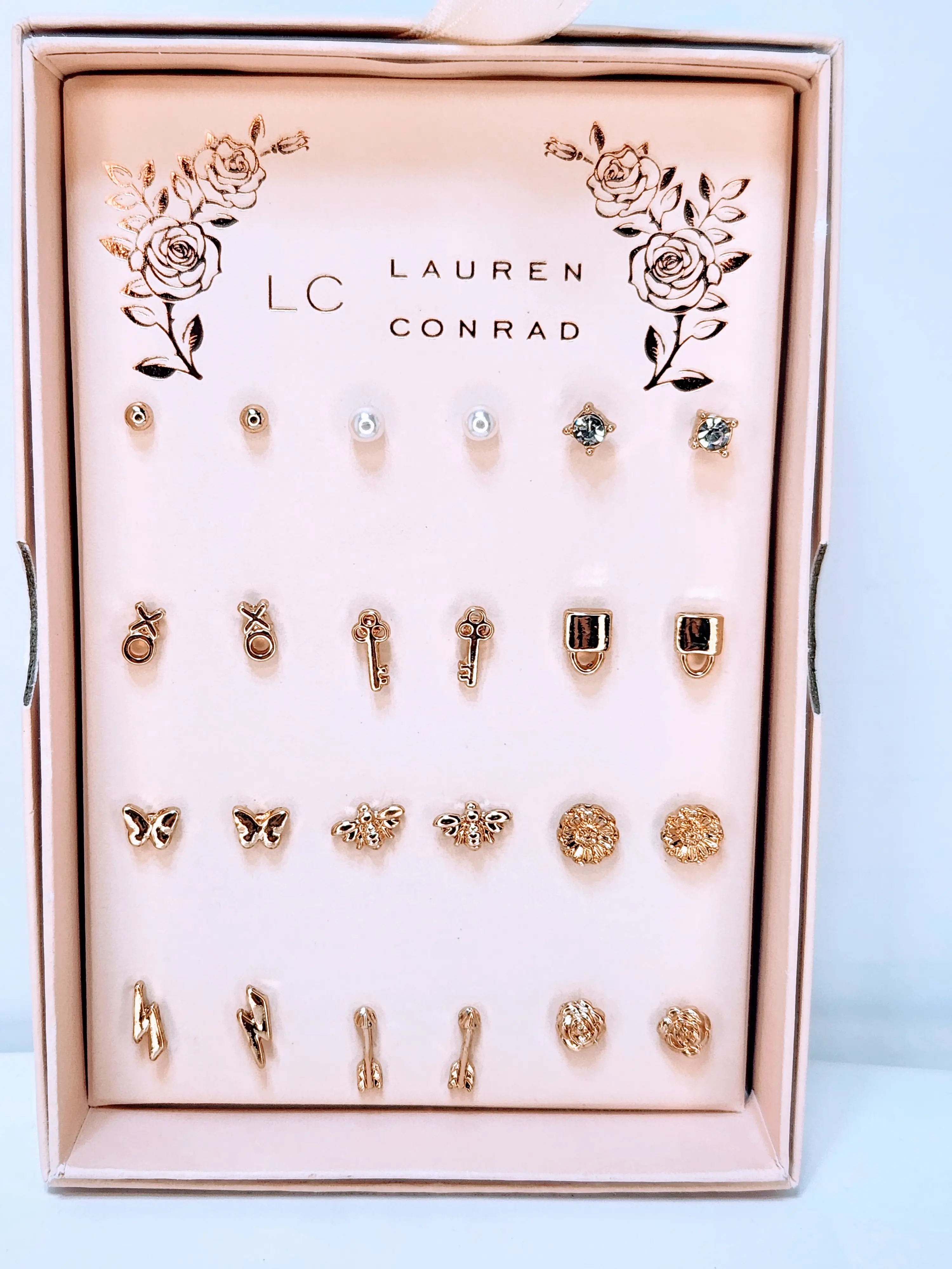 Women's Lauren Conrad (LC) 20-Pair Minimalist Stud Earring Set, Daily Wear, Mix-Match Stacking Costume Jewelry