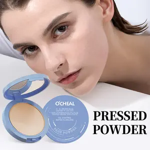 3-Color Oil-Control Translucent Powder Cake - Long-Lasting Waterproof & Sweat-Proof Setting Powder with Puff, Brightens Light Beige, Conceals Pores, Natural Finish for All Light Beige Types Compact Concealer