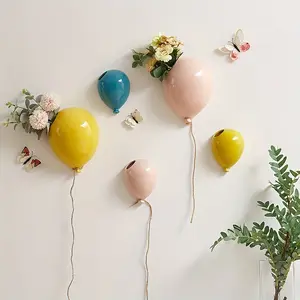 1pc Ceramic Balloon Wall Hanging Decor, 3D Festive Ornament With Rope, Ideal For Room Wall Art, Room Decor, Home Decor