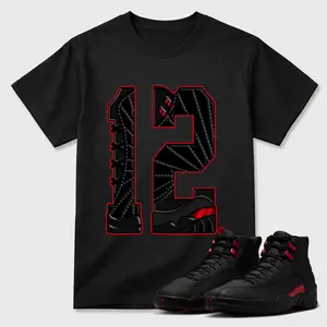 Unisex T-shirt To Match Sneakers Jordan 12 Bloodline - Number Statue. 100% Cotton for Casual Wear. Comfortable Summer Unisex T-Shirt to match Jordan Sneaker. Streetwear Style. urban outfitters