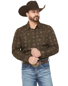 Gibson Trading Co Men's Men'S Bourbon Street Medallion Print Long Sleeve - Gmfa25w10-Bn