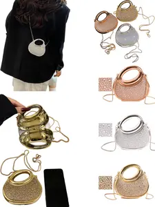 Stunning Rhinestone Mini Bag, Party Essential, Detachable Chain Strap, Lightweight & Versatile, Three Metal Finish Options, Crossbody Chain Bag