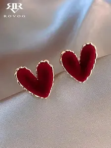 Velvet Heart Shaped Design Dangle Earrings, Fashionable Jewelry for Women, Trendy All-match & Exquisite Jewelry for Birthday Gift, Trendy Jewellery Accessories
