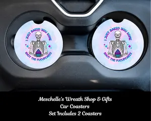 Stylish Car Coasters, Neoprene/Ceramic Automotive Interior Decor Accessory, Spill-Proof Item for Protecting Cups, "Baked You Some Shut The F*** Up Cakes" Design, Protect Cups
