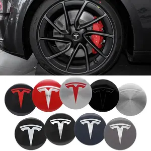 4pcs 56mm TESLA Car Styling Wheel Car Logo Badge Wheel Hub Cap Center Cover Emblem Accessories For Model 3 Model S X Model Y Wheel tire Center Cover Accessories