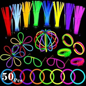 50pcs 8 Inch Neon Glow Sticks, Multicolor Options, DIY Necklace & Bracelet, Party Gifts for Birthdays, Weddings, Halloween, Christmas, Party Favors