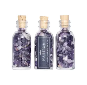 Amethyst Gem Bottle - Polished Chips of Amethyst Crystals
