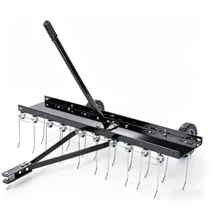 40-In Tow-Behind Dethatcher for Dethatching & Thatch Removal, Lawn Rake with 20 Spring Steel Tines, Lift Handle, Compatible with ATV or Mower Tractors for Lawn & Garden Use