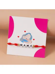 New handmade red string letter bracelet - original Mother's Day gift with card attached bracelet