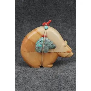 Bear with Cub Zuni Fetish Carving - Paulette & Farlan Quam