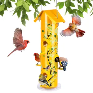 [Spring Migration 2026] Kingsyard 14-Inch Metal Bird Feeder | Large Capacity Tube Feeder with 6 Feeding Ports | Weatherproof Wild Bird Feeder for Garden Decor