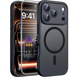 Bovtiq V5 Cellphone Case Screen Protector For Apple Iphone 17 16 15 14 Compatible with Magsafe] Translucent Matte Cases with [Full Camera Protection] [Screen Protector] Military Grade Shockproof Protective Phone Cover