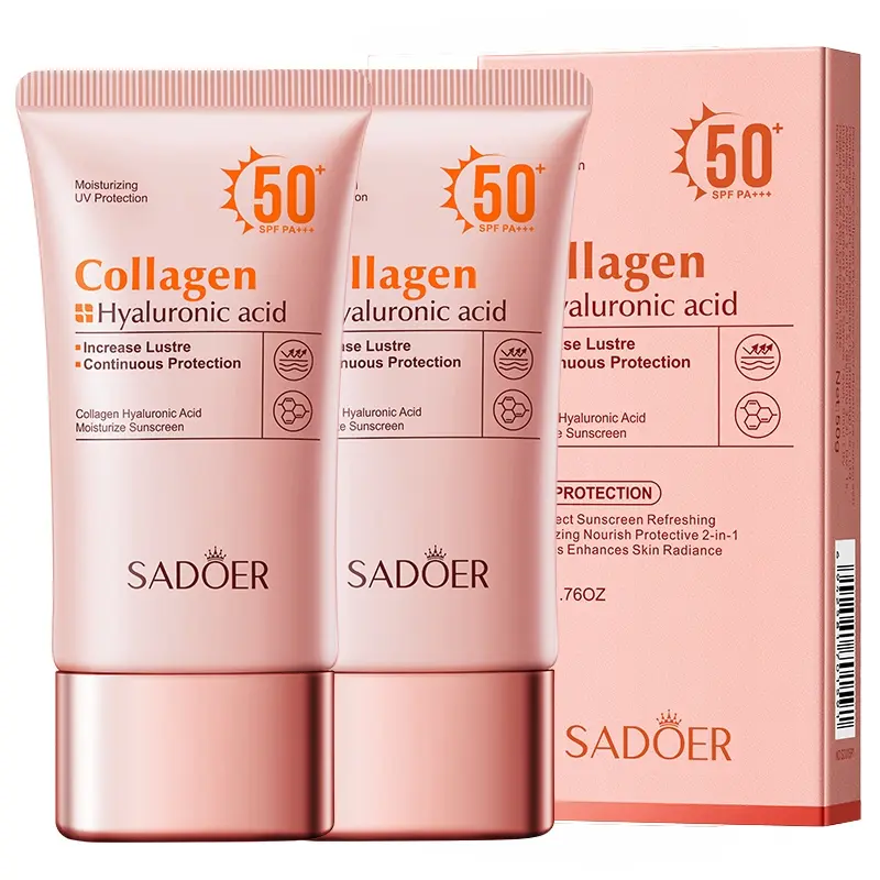 Facial Sunscreen SPF 50 with Collagen and Hyaluronic Acid, Lightweight Hydrating Gel, UV Protection, Daily Face Sunscreen, [50g / 1.76 oz]
