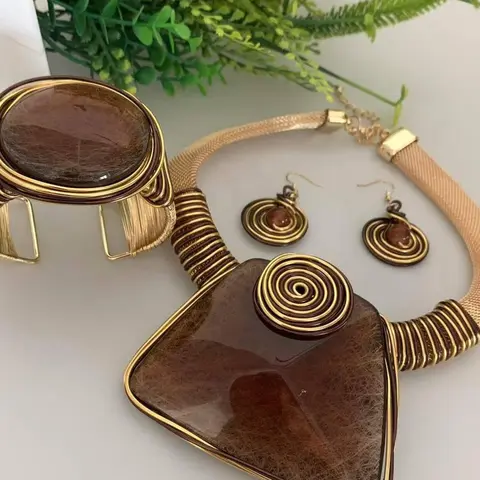 Vintage Boho Maximalist Style Adjustable Jewelry Set, Fashion Earrings and Pendant Necklace for Parties and Daily Outfits, Trendy Versatile Exquisite Elegant Matching Accessories, Great Birthday Gift