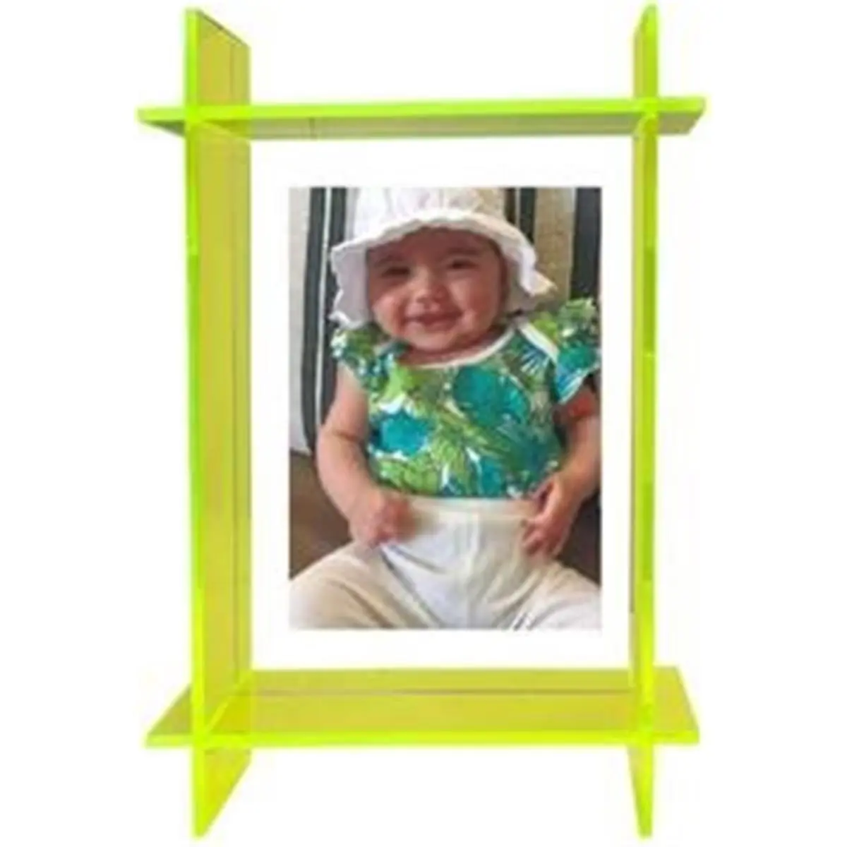 212 MAIN Minimalist R16 Model Rectangular Neon Green Lucite Photo Frame - 8x10 in, Home Decor Accessory for Living Room, Bedroom Display, Lucite Glass