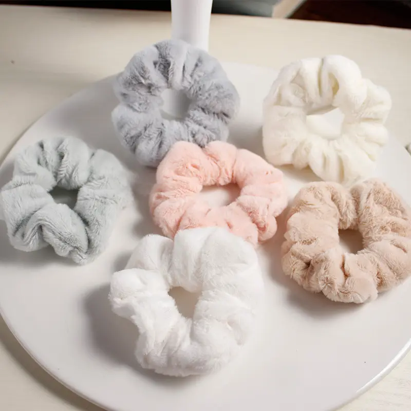 Fun and girly plush fur scrunchies