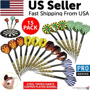 5 Sets (15Pcs) Steel Tip Professional Darts Set Darts Slim Barrel Dart Flights 5 Sets (15Pcs) Steel Tip Professional Darts Set Darts Slim Barrel Dart Flights