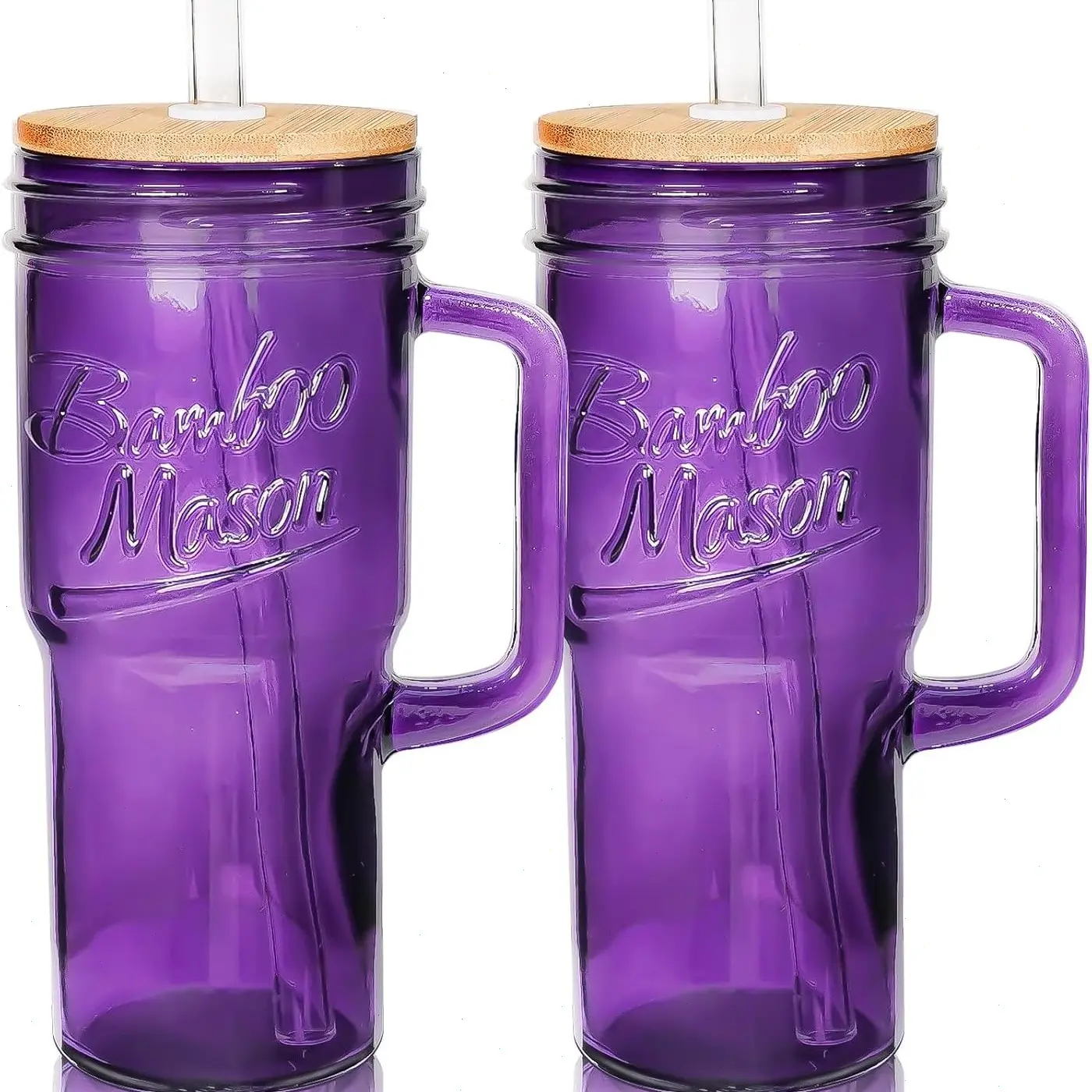 bamboo mason purple with handle (set of 2)