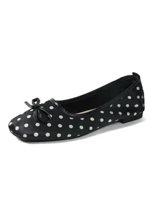 Women's Flat Shoes, Fashion Polka Dot, Elegant Textile Upper, Rubber Sole, Above Ankle, Breathable, Casual Outdoor, All Seasons