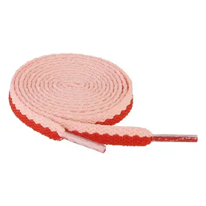 INSPIRE CHIC Flat Shoe Laces Two Tone Color Block Athletic Tennis Shoelaces for Sneakers 2 Pairs Red Pink