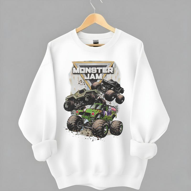 Monster Jam Sweatshirt, Grave Digger Motorsports Merch, Vintage Monster Truck, Retro Off-Road Racing Outfits, High-Octane Thrill-Seeker Lifestyle Wear