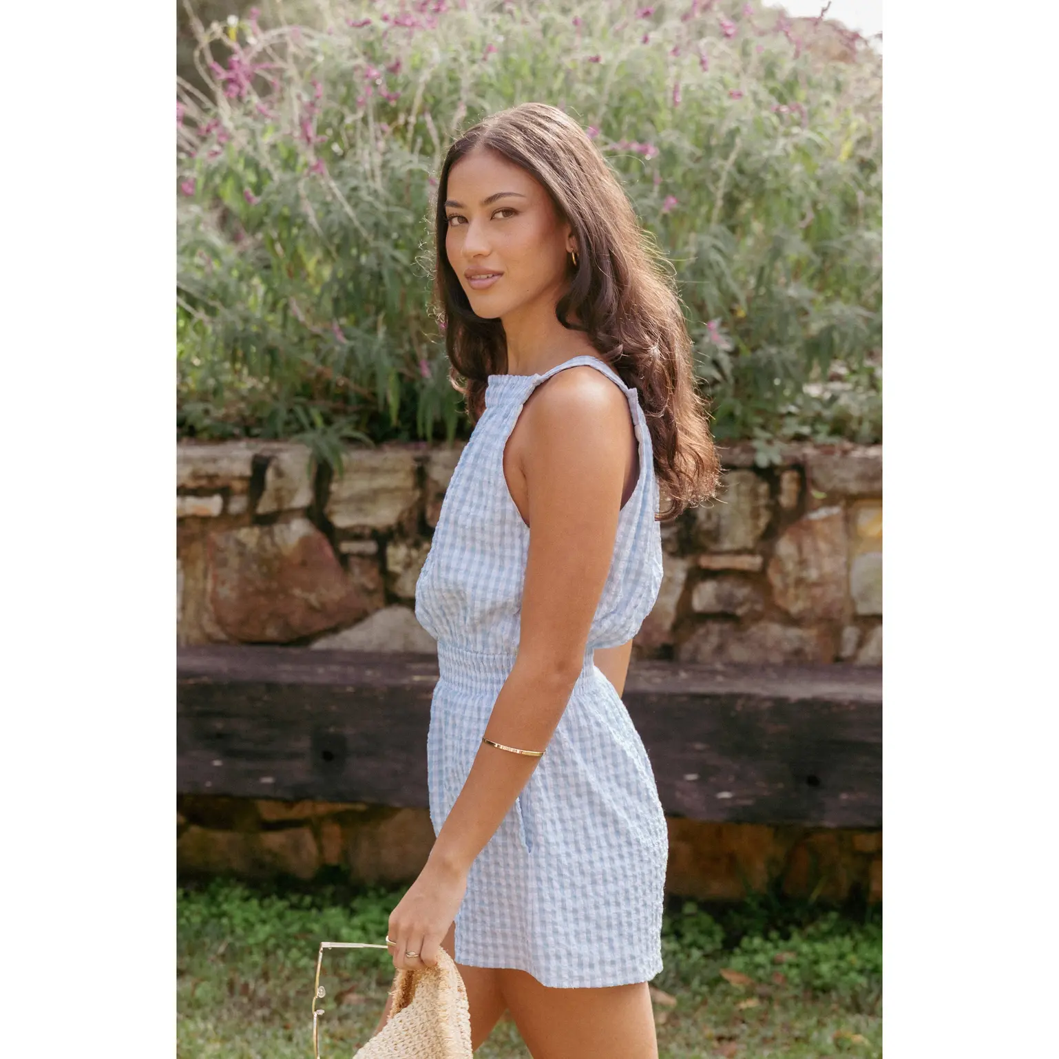 Felicity Romper - Blue Gingham