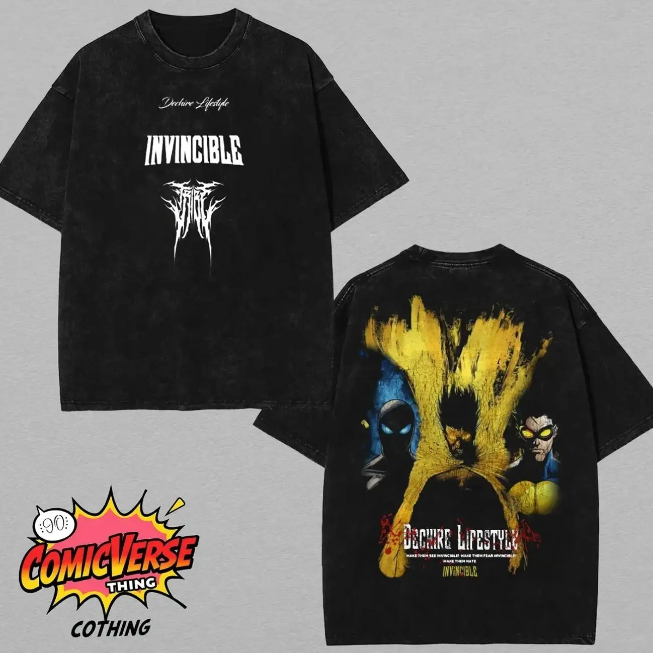 Retro Limited Invincible Gymwear Washed Heavyweight Cotton T-shirt Unisex Oversize body building merch Y2K Outfits men Darcsport Inspired Tee Crewneck Tshirt Gym fit Vacation Fit, Summer Outfit,comic tshirt ,graphic tee Daily wear graphic tees H7R