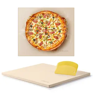 VEVOR Pizza Stone, 16x 14x 0.6 Inch Rectangular Cordierite Pizza Stone, Large Baking-Stone with Scraper, 1450 Heat-Resistant Cordierite Cooking Stones for Kitchen Bake Oven, BBQ Grilling