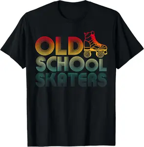 Roller Skates - Old School Vintage Roller Derby Funky 70's Party Casual Short Sleeve Cotton Tee