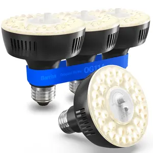 Barrina Orbgrow OG11A Grow Light Bulbs for Indoor Plants, Integrated Dimming & Timing, 4000K 44W(4 x 11W, 400 Watt Equiv), E26 Plant Light Bulb, Full Spectrum for Seeds and Greens, 4 Packs, Black