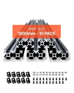 10 Pcs 39.4 Inch (1000mm) T Slot Aluminum Extrusion Anodized Linear Rail For CNC Machines, Industrial Framing, Linear Motion System, Precision Aluminum Profile For Automation And Machinery Building