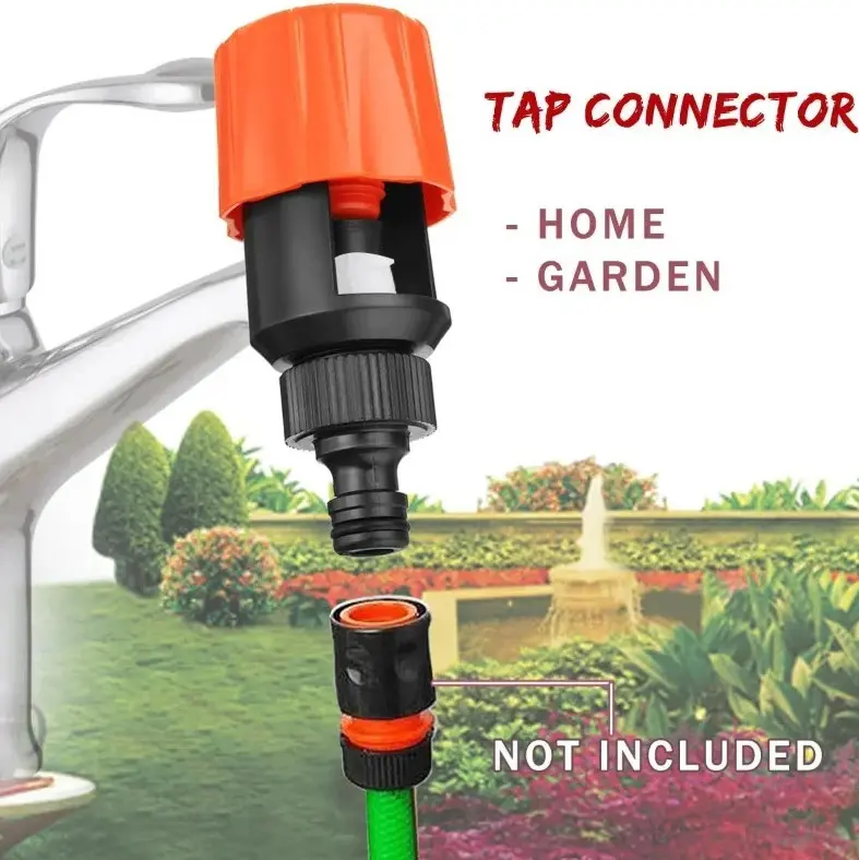1pc Compact ABS+TPR Universal Garden Tap Adapter - Anti-Slip Grip, Fast 1/2" Joint, Leak-Proof Seal Water Hose Pipe Adaptor for Car Washing, Cleaning, 11.5×5.5×5.5cm, 56g - NEW