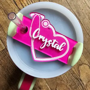 40oz or 60oz Personalized Nursing Stanley Topper, Nursing Topper Stanley Tumbler Name Plate Topper, Personalized Stanley Accessory, Stethoscope topper