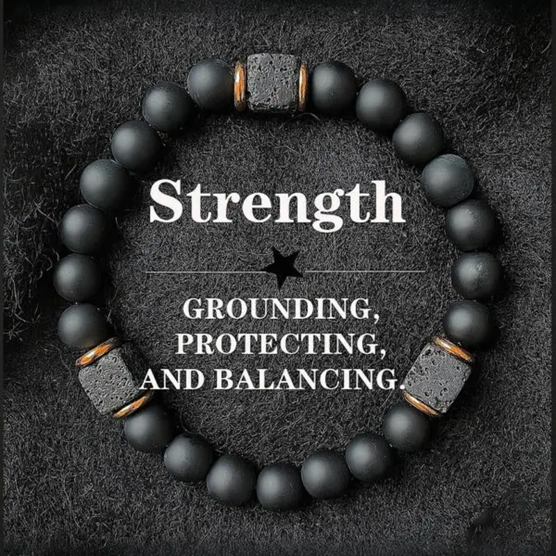 【Black Friday】Matte Finish Agate Obsidian Bracelet, 8mm Root Chakra Stone, Men's Energy Jewelry, Protecting, Balancing and Grounding, Premium Bracelet, Boost Strength, Confidence & Stability, High Quality Bracelet