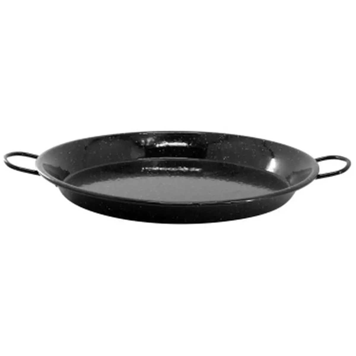 Oster 15 in Round Castillo Enameled Steel Paella Pan - Speckled Black, Large Size Stove-Safe Cookware with Side Handles for Party Food
