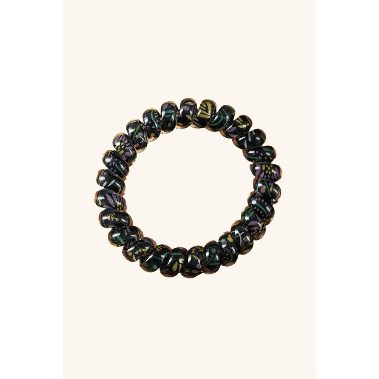 3 PCS Black Floral Phone Cord Hair Scrunchies