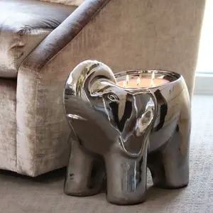 Silver Grand Elephant Candle - Unscented Handmade Decorative Candle - Aroma