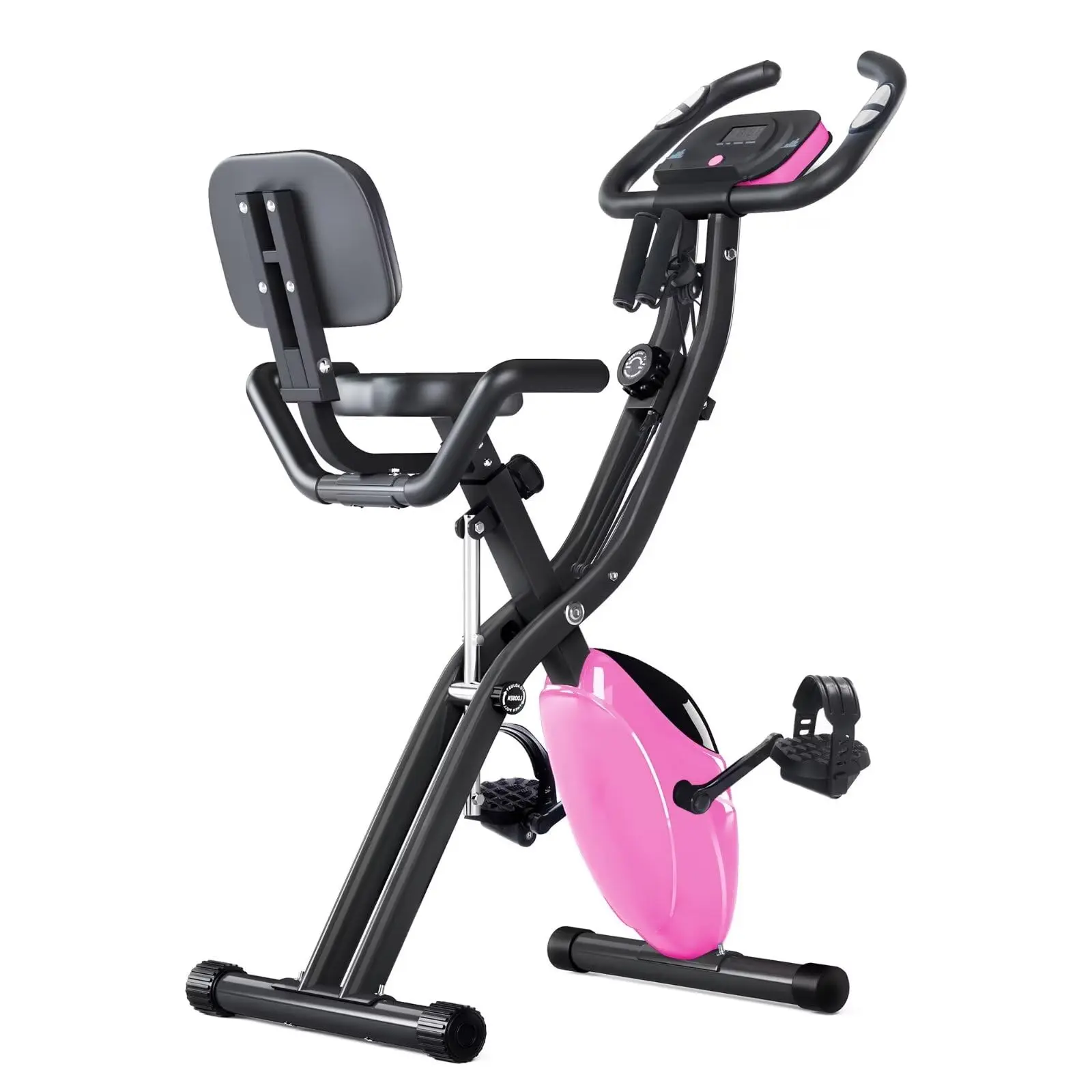 X-Bike Folding Exercise Bike with 16-Level Magnetic Resistance 350LBS Capacity Indoor Workout Equipment Heart Rate Sensor LCD Monitor for Home Fitness