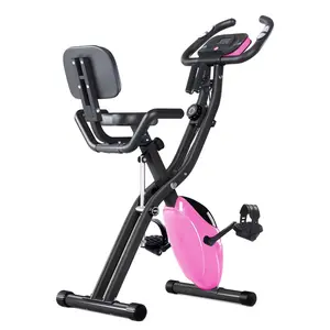 X-Bike Folding Exercise Bike with 16-Level Magnetic Resistance 350LBS Capacity Indoor Workout Equipment Heart Rate Sensor LCD Monitor for Home Fitness
