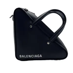 Pre-owned Balenciaga HZ7 Triangle Series Handbag/Crossbody — Black Calfskin — Avant Garde Street Style Minimalism 71717